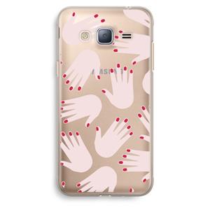 CaseCompany Hands pink: Samsung Galaxy J3 (2016) Transparant Hoesje