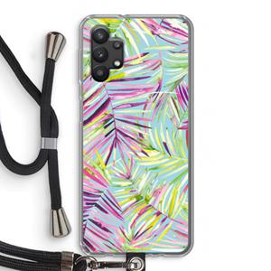 CaseCompany Tropical Palms Blue: Samsung Galaxy A32 5G Transparant Hoesje met koord