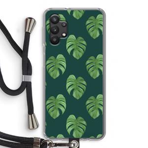 CaseCompany Monstera leaves: Samsung Galaxy A32 5G Transparant Hoesje met koord