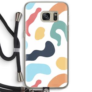 CaseCompany Memphis Shapes Blue: Samsung Galaxy S7 Transparant Hoesje met koord