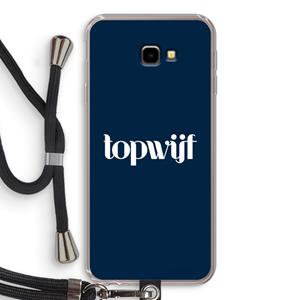 CaseCompany Topwijf Navy: Samsung Galaxy J4 Plus Transparant Hoesje met koord