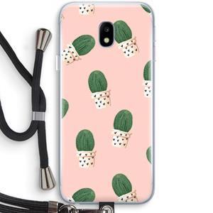 CaseCompany Cactusprint roze: Samsung Galaxy J3 (2017) Transparant Hoesje met koord