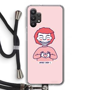CaseCompany Hartje: Samsung Galaxy A32 5G Transparant Hoesje met koord