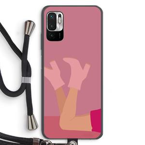 CaseCompany Pink boots: Xiaomi Redmi Note 10 5G Transparant Hoesje met koord