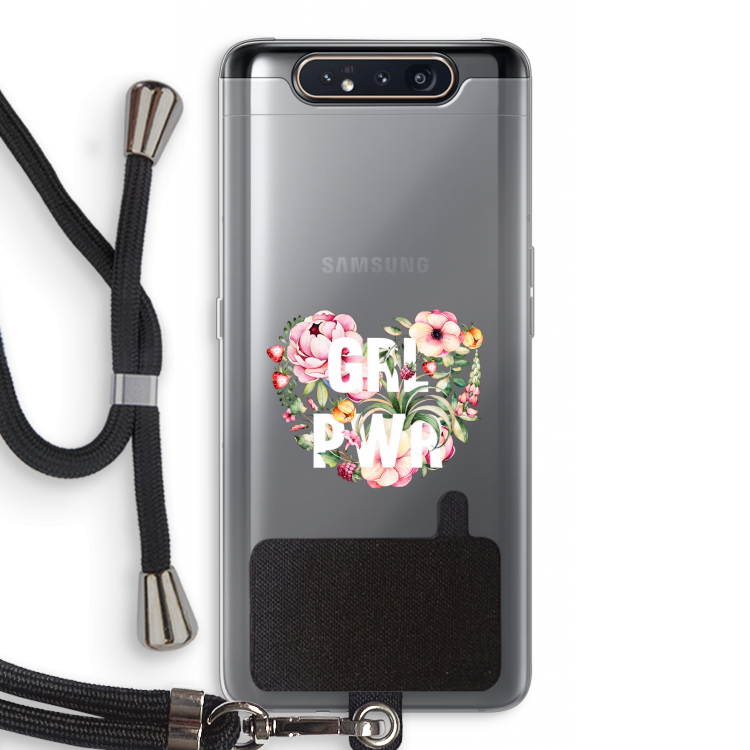 CaseCompany GRL PWR Flower: Samsung Galaxy A80 Transparant Hoesje met koord