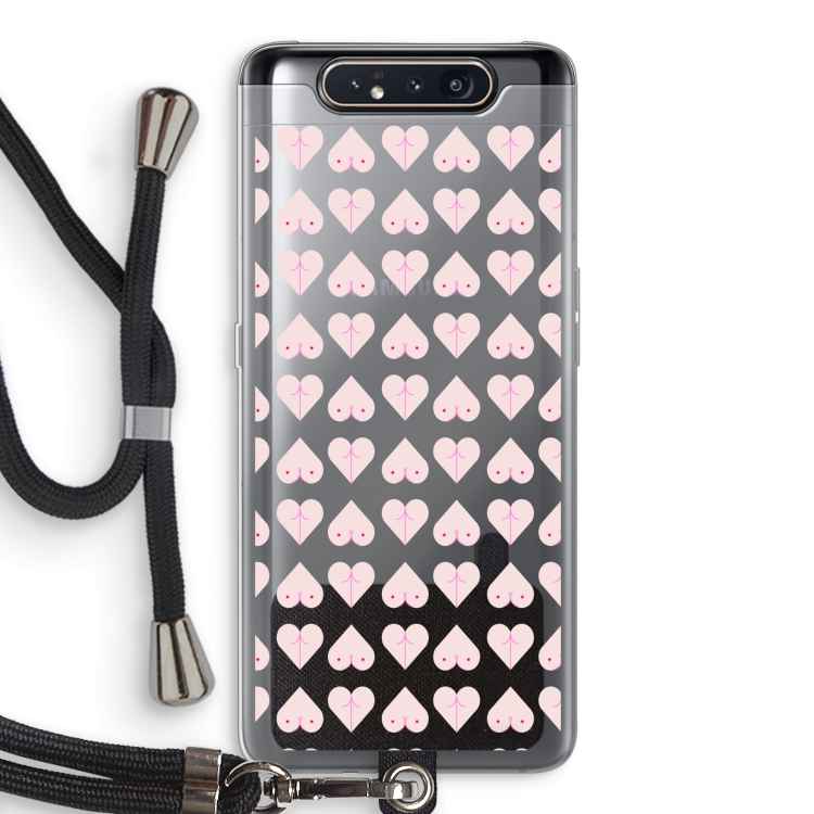 CaseCompany Ass 'n Titties: Samsung Galaxy A80 Transparant Hoesje met koord