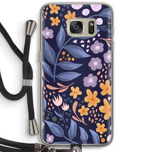 CaseCompany Flowers with blue leaves: Samsung Galaxy S7 Transparant Hoesje met koord