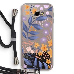 CaseCompany Flowers with blue leaves: Samsung Galaxy J4 Plus Transparant Hoesje met koord