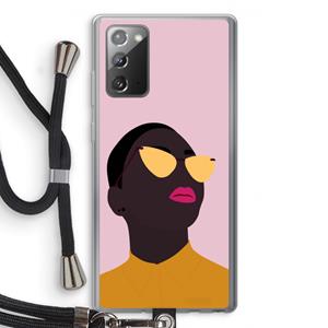 CaseCompany Yellow glasses: Samsung Galaxy Note 20 / Note 20 5G Transparant Hoesje met koord