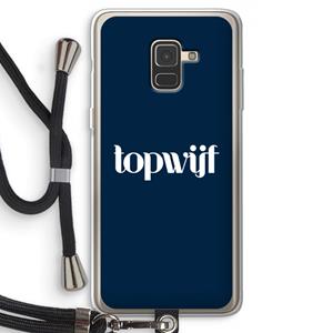 CaseCompany Topwijf Navy: Samsung Galaxy A8 (2018) Transparant Hoesje met koord