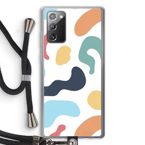 CaseCompany Memphis Shapes Blue: Samsung Galaxy Note 20 / Note 20 5G Transparant Hoesje met koord