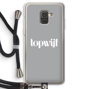 CaseCompany Topwijf Grijs Wit: Samsung Galaxy A8 (2018) Transparant Hoesje met koord