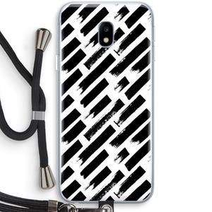 CaseCompany Zwarte vegen: Samsung Galaxy J3 (2017) Transparant Hoesje met koord