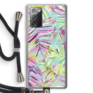 CaseCompany Tropical Palms Blue: Samsung Galaxy Note 20 / Note 20 5G Transparant Hoesje met koord