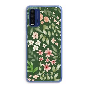 CaseCompany Botanical green sweet flower heaven: Xiaomi Redmi 9T Transparant Hoesje