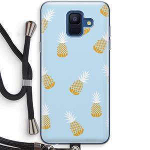 CaseCompany Ananasjes: Samsung Galaxy A6 (2018) Transparant Hoesje met koord