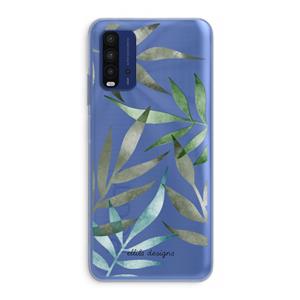 CaseCompany Tropical watercolor leaves: Xiaomi Redmi 9T Transparant Hoesje