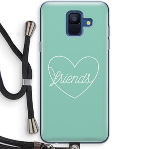 CaseCompany Friends heart pastel: Samsung Galaxy A6 (2018) Transparant Hoesje met koord