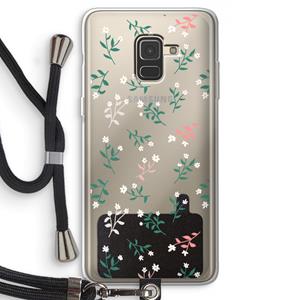 CaseCompany Small white flowers: Samsung Galaxy A8 (2018) Transparant Hoesje met koord