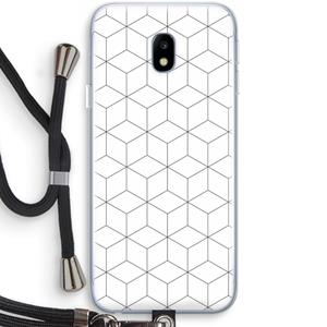 CaseCompany Zwart-witte kubussen: Samsung Galaxy J3 (2017) Transparant Hoesje met koord