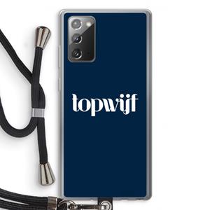 CaseCompany Topwijf Navy: Samsung Galaxy Note 20 / Note 20 5G Transparant Hoesje met koord