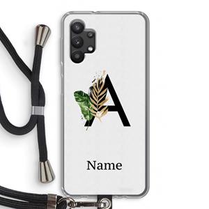 CaseCompany Charcoal Flora: Samsung Galaxy A32 5G Transparant Hoesje met koord