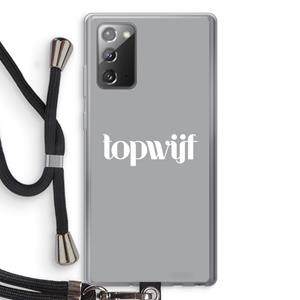 CaseCompany Topwijf Grijs Wit: Samsung Galaxy Note 20 / Note 20 5G Transparant Hoesje met koord