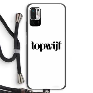 CaseCompany Topwijf Wit: Xiaomi Redmi Note 10 5G Transparant Hoesje met koord