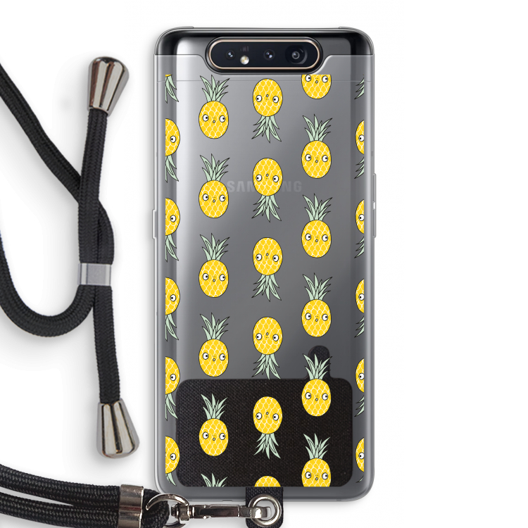 CaseCompany Ananas: Samsung Galaxy A80 Transparant Hoesje met koord