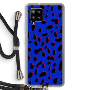 CaseCompany Blue Leopard: Samsung Galaxy A42 5G Transparant Hoesje met koord