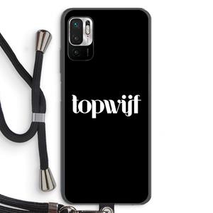 CaseCompany Topwijf Zwart: Xiaomi Redmi Note 10 5G Transparant Hoesje met koord