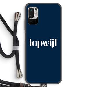 CaseCompany Topwijf Navy: Xiaomi Redmi Note 10 5G Transparant Hoesje met koord
