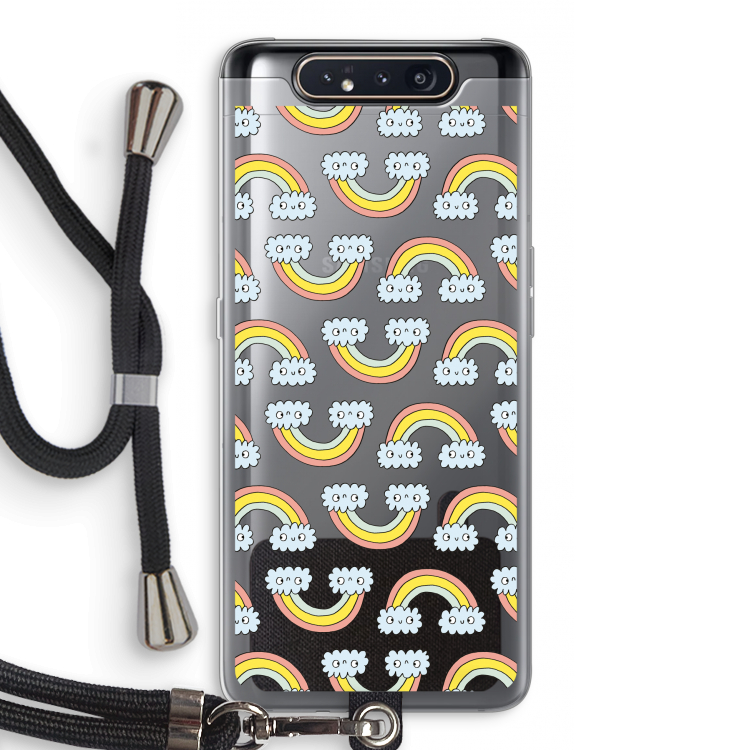 CaseCompany Regenboog: Samsung Galaxy A80 Transparant Hoesje met koord