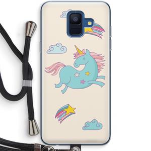 CaseCompany Vliegende eenhoorn: Samsung Galaxy A6 (2018) Transparant Hoesje met koord