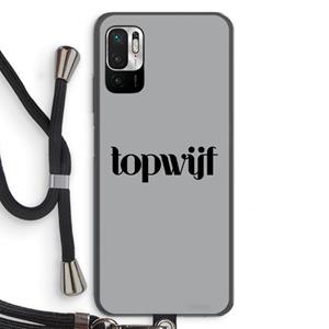 CaseCompany Topwijf Grijs Zwart: Xiaomi Redmi Note 10 5G Transparant Hoesje met koord