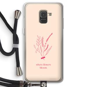 CaseCompany Where flowers bloom: Samsung Galaxy A8 (2018) Transparant Hoesje met koord