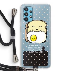 CaseCompany Sleep All Day: Samsung Galaxy A32 4G Transparant Hoesje met koord