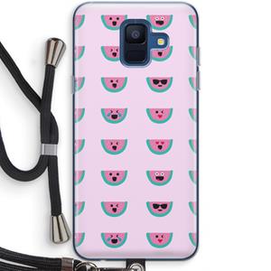 CaseCompany Smiley watermeloenprint: Samsung Galaxy A6 (2018) Transparant Hoesje met koord