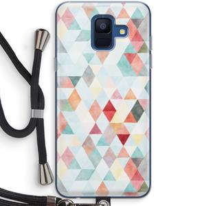CaseCompany Gekleurde driehoekjes pastel: Samsung Galaxy A6 (2018) Transparant Hoesje met koord