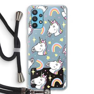 CaseCompany Rainbow Unicorn: Samsung Galaxy A32 4G Transparant Hoesje met koord