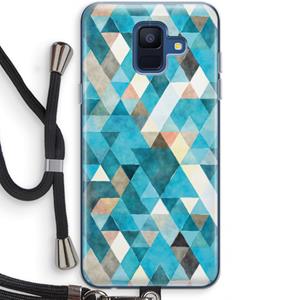 CaseCompany Gekleurde driehoekjes blauw: Samsung Galaxy A6 (2018) Transparant Hoesje met koord