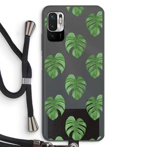 CaseCompany Monstera leaves: Xiaomi Redmi Note 10 5G Transparant Hoesje met koord