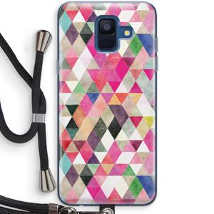 CaseCompany Gekleurde driehoekjes: Samsung Galaxy A6 (2018) Transparant Hoesje met koord