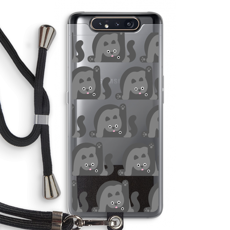 CaseCompany Cats: Samsung Galaxy A80 Transparant Hoesje met koord