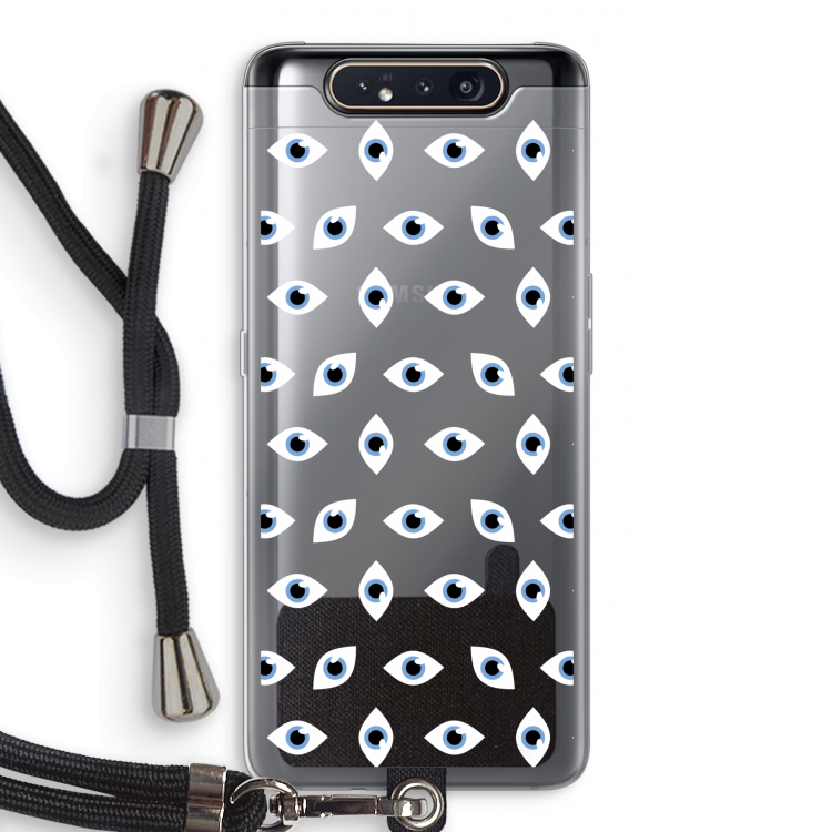 CaseCompany Eyes pattern: Samsung Galaxy A80 Transparant Hoesje met koord