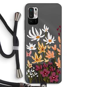 CaseCompany Painted wildflowers: Xiaomi Redmi Note 10 5G Transparant Hoesje met koord