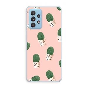 CaseCompany Cactusprint roze: Samsung Galaxy A73 Transparant Hoesje