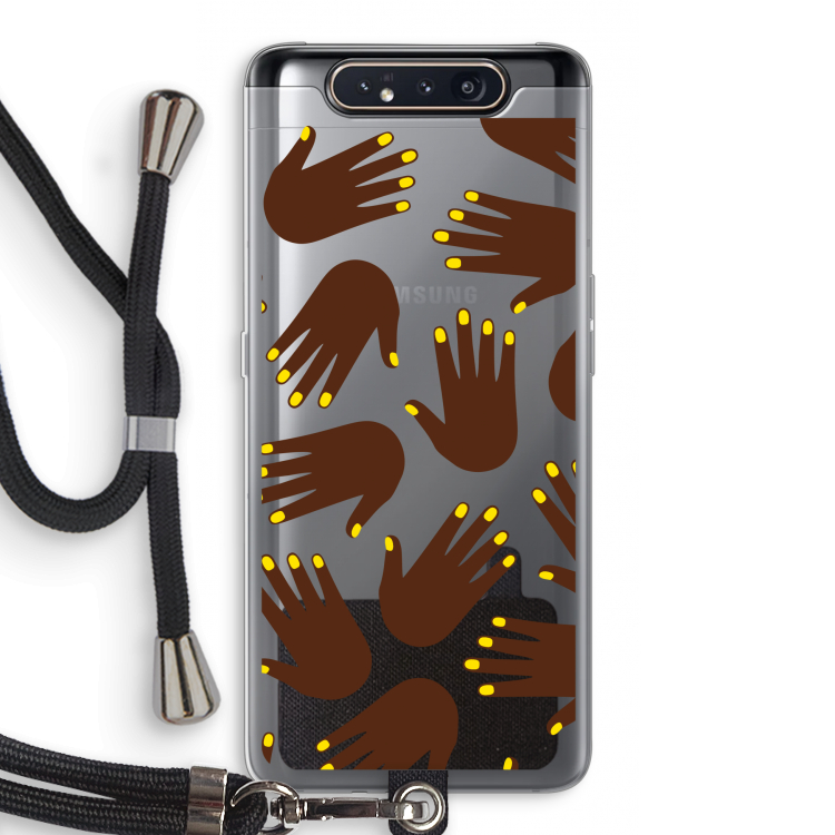 CaseCompany Hands dark: Samsung Galaxy A80 Transparant Hoesje met koord