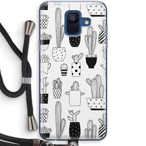 CaseCompany Cactusmotief: Samsung Galaxy A6 (2018) Transparant Hoesje met koord