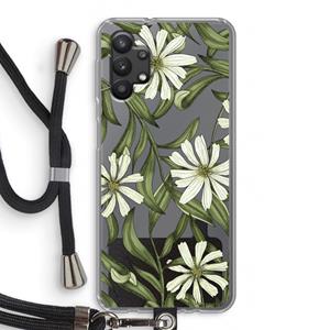 CaseCompany Wit bloemenpatroon: Samsung Galaxy A32 5G Transparant Hoesje met koord